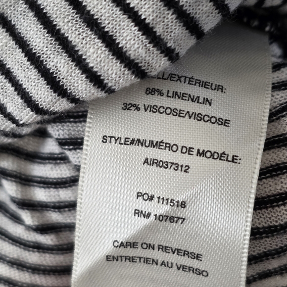 Alice + Olivia AIR Striped Linen Blend V-neck Draped Long Sleeve Top L - Picture 8 of 11